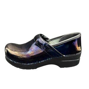 Dansko Professional Clogs Women's Patent Iridescent Blue Slip-Resistant, Sz 38